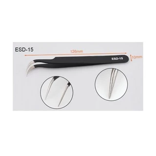 แหนบ สแตนเลสสตีล (ป้องกันไฟฟ้าสถิต) Tweezer ESD-12 ปลายหัวแหลม ตรง / ESD-15 ปลายหัวแหลม โค้ง