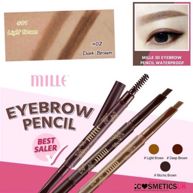 (ราคาโปร)  Mille ดินสอเขียนคิ้วปลายตัด 2 g . ให้เลือก3แบบ