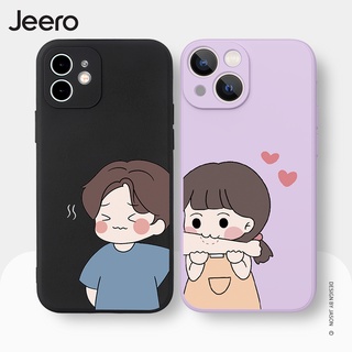 Jeero เคสคู่ เคสไอโฟน คู่รัก ขอบเหลี่ยมกันกระแทกซิลิโคนนุ่มการ์ตูนน่ารักตลก เคสโทรศัพท์ Compatible for iPhone 15 14 13 12 11 Pro Max SE 2020 X XR XS 8 7 6 6S Plus พลัส HFE990