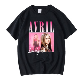 [S-5XL]เสื้อยืดลําลอง ผ้าฝ้าย แขนสั้น พิมพ์ลายกราฟฟิค Avril Lavigne 90s สีดํา สไตล์วินเทจ สําหรับผู้ชาย และผู้หญิง