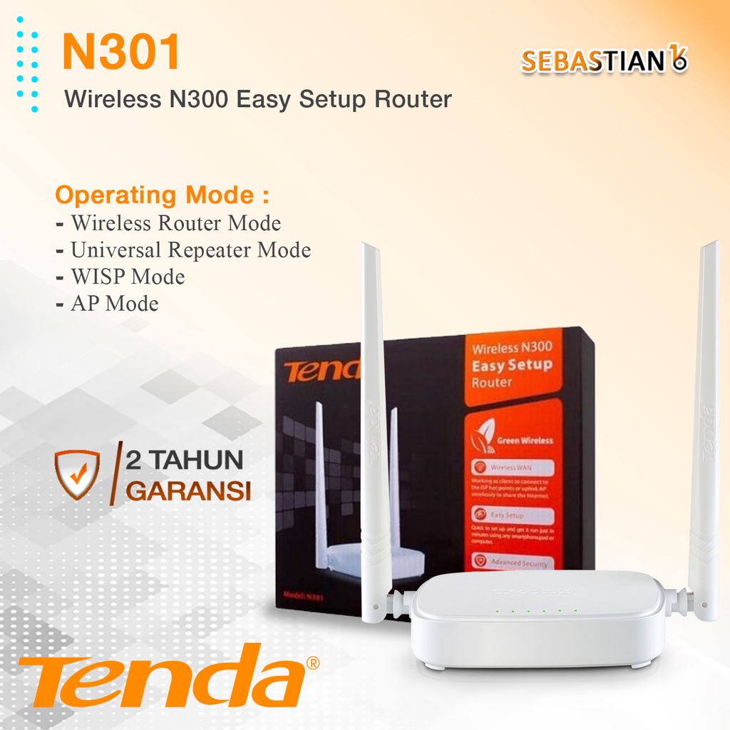 Tenda N301 เราเตอร์ไร้สาย N300 จุดเชื่อมต่อ 300Mbps Wifi Repeater