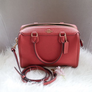 MINI BENNETT SATCHEL COACH F39706 METALLIC CURRANT/LIGHT GOLD