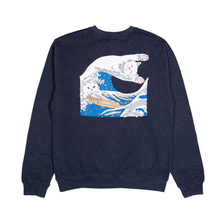 SLUM LTD - RIPNDIP Great Wave Crewneck Navy