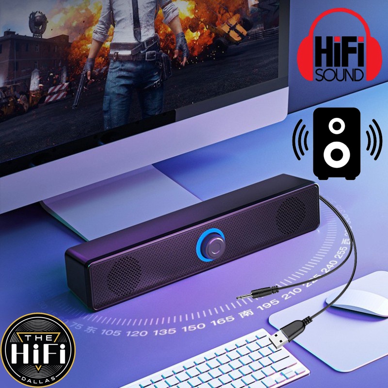 ลำโพงคอม USB ลําโพง ลำโพงสเตอริโอ ซับวูฟเฟอร์ไฮไฟ สำหรับทีวี พีซี สมาร์ทโฟน คอมพิวเตอร์ แท็บเล็ต Sound Bar ​ลำโพงคอ