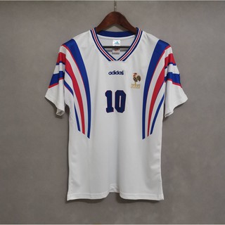 เสื้อกีฬาแขนสั้น ลายทีมชาติฟุตบอล France Away 1996 ชุดเยือน สไตล์เรโทร