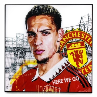 Antony แอนโทนี่ Manchester United แมนยู ปีศาจแดง รูปภาพ​ติด​ผนัง​ pop art ฟุตบอล​ แต่งบ้าน กรอบรูป​​ รูปภาพ