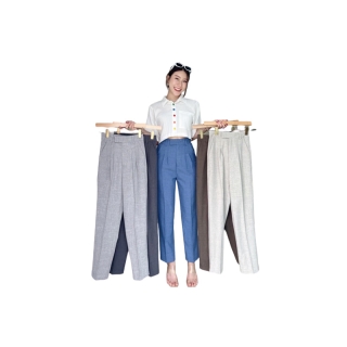 Kovy Trousers ลด12%โค้ดC7KE6GD กางเกงขากระบอกเล็ก งานตัด thesunco เก็บหุ่น เอวเล็ก มีสโพกเอาอยู่