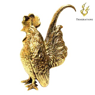 THAKRAYANG รูปปั้นตกแต่งบ้าน ไก่ทองเหลือง ตัวผู้ จิ๋ว