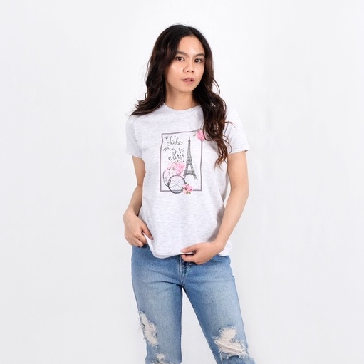 เสื้อยืด KATUN Women& 39;s แขนสั้นใหม่ล่าสุด เด็กผู้หญิง& 39; ผ้าคอตตอนแบมบู เสื้อยืดพื้นฐาน Ikaira iffel paris motif น่ารัก Slim contorary