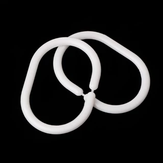 Queen 12 ชิ้น Bendable ห้องน้ําผ้าม่านตะขอ C รูปร่างผ้าม่านอาบน้ําแขวนห่วงอุปกรณ์เสริม