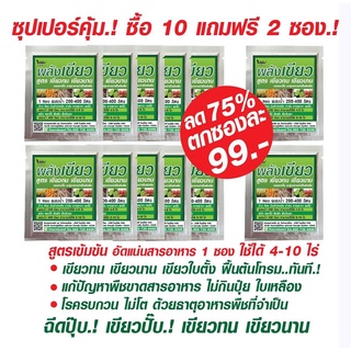 พลังเขียว สูตรเขียวทน เขียวนาน ฟื้นต้นโทรมทันที ลด 75% ซื้อ 10 แถมฟรี 2 ซอง ฉีดปุ๊บเขียวปั๊บ.! ฟื้นต้นโทรมในทันที.! โตไว