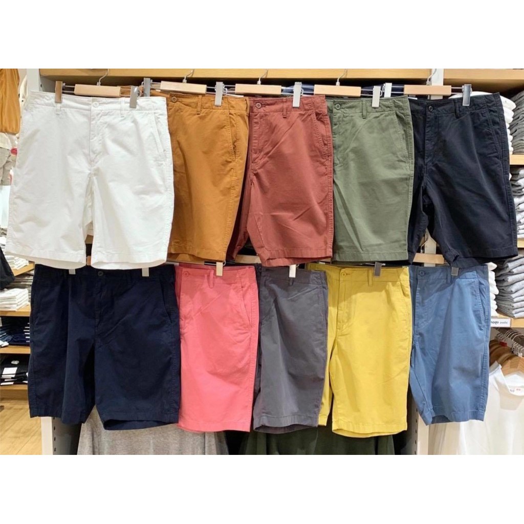 ของแท้ Uniqlo กางเกงผู้ชาย ผ้าชิโน่ขาสั้นเหนือเข่าสไตล์แคชชวลที่สัมผัสได้ถึงความโปร่งสบายและดูทะมัดทะแมง