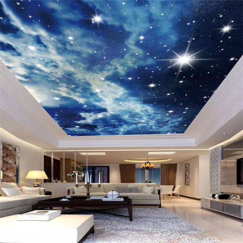 ที่กําหนดเอง 3D วอลล์เปเปอร์ Starry Sky Cloud ดาวเพดานภาพจิตรกรรมฝาผนังห้องนั่งเล่นห้องนอน KTV บาร์เพดาน Self กาววอลล์เปเปอร์