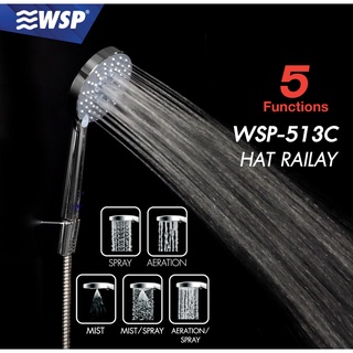 WSP ชุดหัวฝักบัว (HAT RAILAY) หัวปรับ 5 ระดับ พร้อมสาย รุ่น WSP-513C