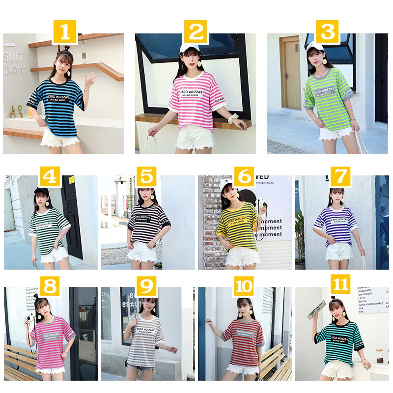 SUNDAY2020 เสื้อยืดลายใหม่ลายทางหลากสี จัดเต็มกันไปเลยกับ11สีสวยมี 7 สีก็ใส่วันละสีไปเลย
