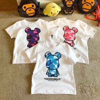 Bape เสื้อผ้าเด็ก ฤดูร้อน เสื้อผ้าใหม่ ผ้าฝ้าย ลายพราง หมี เสื้อยืด เด็กผู้ชาย และเด็กผู้หญิง แขนสั้น เสื้อแม่ลูก