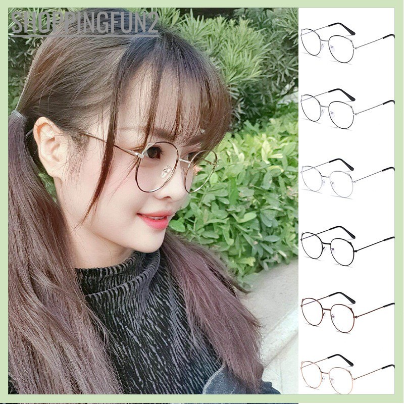 ขายร้อน แว่นตาหูแมวผู้หญิงใบหน้ากลมแก้วกระจกแบน