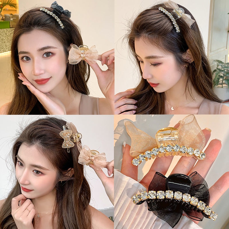 กิ๊บติดผมหางม้า ผ้าชีฟอง ประดับโบว์ ขนาดเล็ก สไตล์แฟรี่ สําหรับผู้หญิง 2023