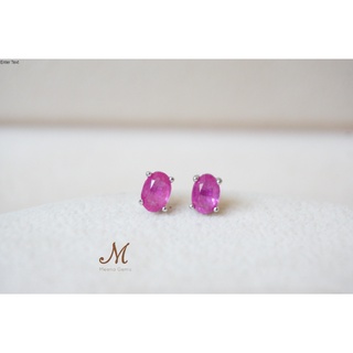 Meena Gems ต่างหูพลอยแท้ทับทิม ตัวเรือนเงินแท้ พลอยแท้เสริมดวง จัดส่งฟรี ของขวัญวันเกิด พลอยประจำวัน