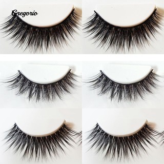 👍🎁3Pairs Natural 3D หนา Fake Cross Lashes ส่วนต่อขยาย