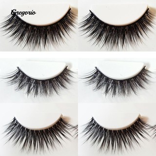 👍🎁3Pairs Natural 3D หนา Fake Cross Lashes ส่วนต่อขยาย