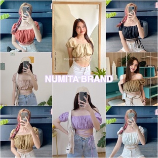 Linin basic crop ลินินพันเอว*มี2size* เสื้อครอปแขนตุ๊กตา9สี มีสายพันเอว สไตล์เซเลป เน็ตไอดอล