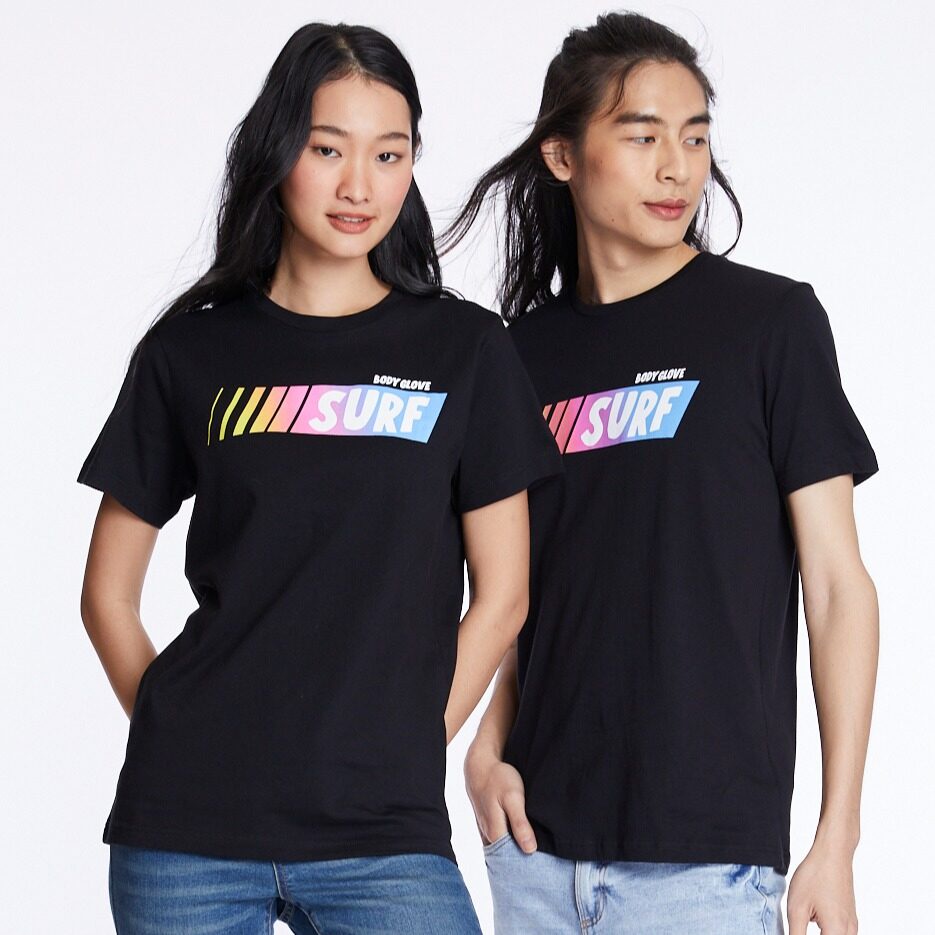 ◑BODY GLOVE Unisex Graphic Tee T-Shirt เสื้อยืด สีดำ-01TEE