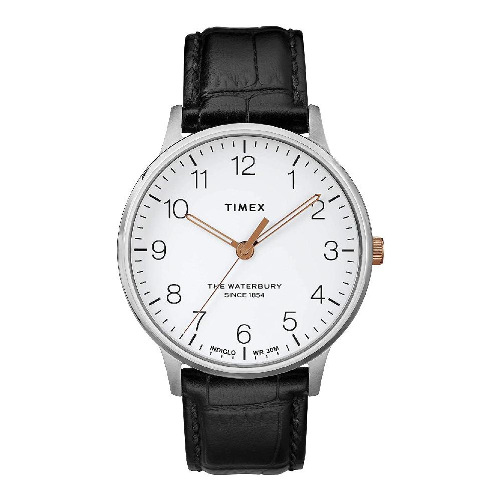 Timex TW2R72400 Waterbury Classic นาฬิกาข้อมือผู้หญิง สายหนัง สีดำ หน้าปัด 36 มม.