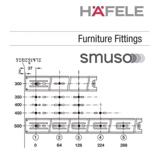 Hafele รางลิ้นชักSoft Closed รับข้าง (ไม่มีแพ็ค) ระบบลูกปืน 3ตอน หน้ากว้าง 45mm ขนาด10"12"14"16"18"20"