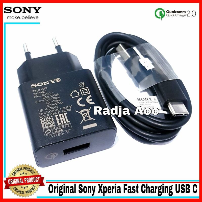 อุปกรณ์ชาร์จ USB Type C ของแท้ 100% สําหรับ Sony Xperia XA2 XA2 Ultra