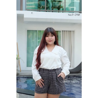 เสื้อผ้าแฟชั่น  เสื้อสาวอวบ เสื้อคนอ้วน เสื้อเชิ้ตสีพิ้น  ( อก 38 - 48 นิ้ว )