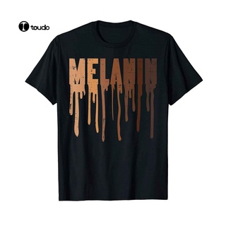 [S-5XL] เสื้อยืด พิมพ์ลาย Drippin Melanin Black History Pride Black Lives Matter BLM สไตล์คลาสสิก สําหรับผู้ชาย