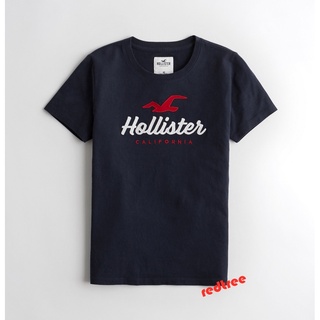 [S-5XL]HOLLISTER เสื้อยืดคอกลม แขนสั้น ผ้าฝ้าย สีน้ําเงินเข้ม สําหรับผู้ชาย