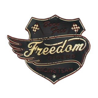 ป้ายสังกะสีวินเทจ Motorcycle Freedom Riders (ปั๊มนูน)