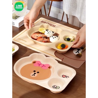 LINE FRIENDS จานหลุม ถาดหลุม ใส่อาหาร ลายการ์ตูนน่ารัก