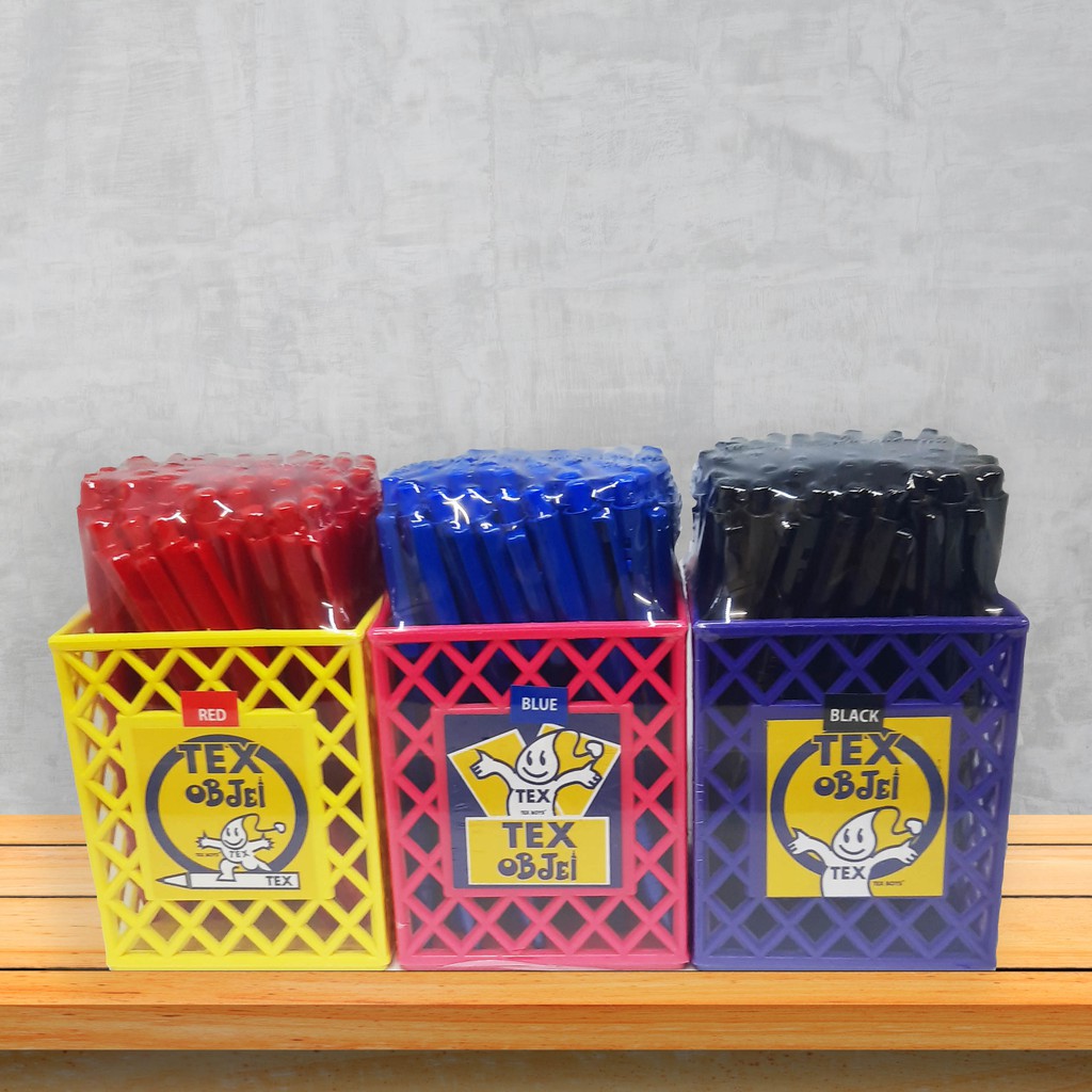 (แพ็ค 50 ด้าม) ปากกาหมึกเจล Tex MC228 OBJel 1.0 มม. ดำ, แดง, น้ำเงิน