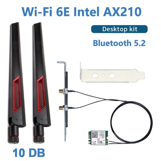 ชุดอะแดปเตอร์เสาอากาศ 3000Mbps Wi-Fi 6E Intel AX210 บลูทูธ 5.2 Wifi 6 AX200 10DB 802.11ax 2.4G 5Ghz 6Ghz AX210NGW