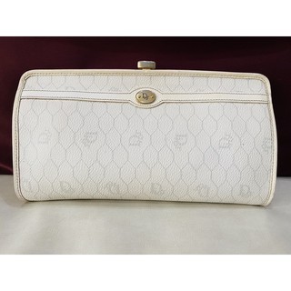 christian dior clutch logo white vintage size9.5”