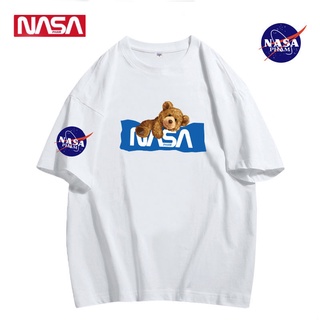 เสื้อยืดแขนสั้น ผ้าฝ้ายแท้ พิมพ์ลาย Nasa แฟชั่นฤดูร้อน สําหรับผู้ชาย และผู้หญิง