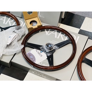 NARDI ITALY WOOD MAHOGGANY LIMITED Premium Set ไม้มะฮอกกานี ก้านดำ รุ่นพิเศษ แท้ พวงมาลัย อิตาลี่ ขนาด 390 มม NERO