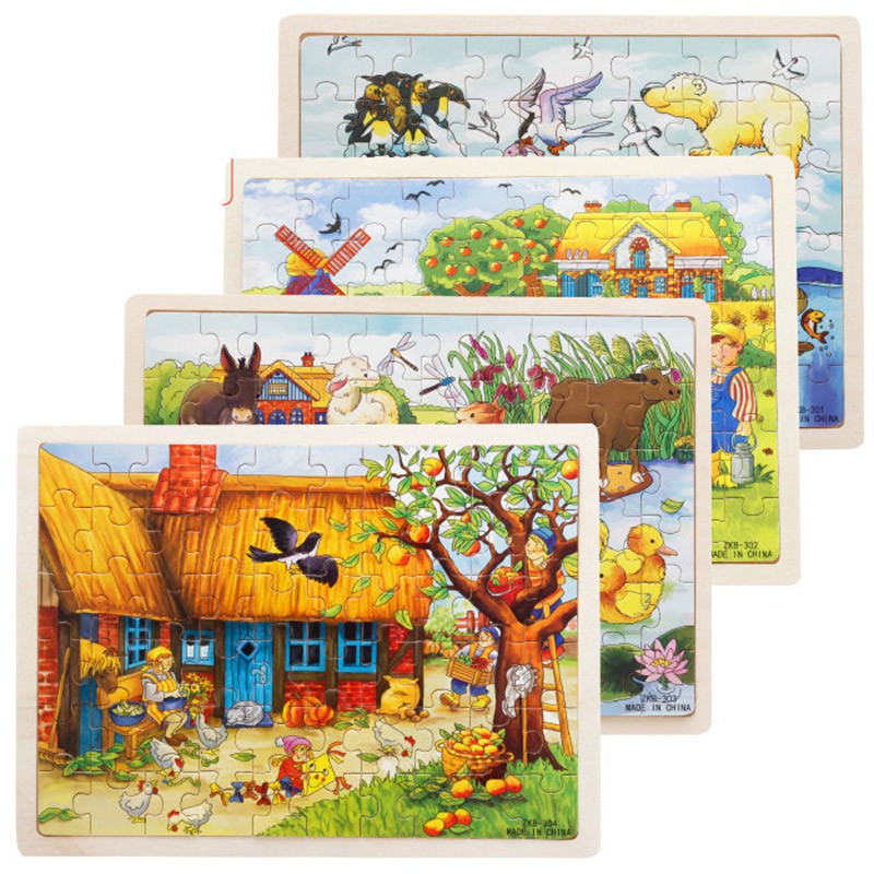 จิ๊กซอว์ 60ชิ้น ลายการ์ตูน ตัวต่อ Puzzle Jigsaw ของเล่นไม้ เสริมพัฒนาการเด็ก ปลอดภัยสำหรับเด็ก