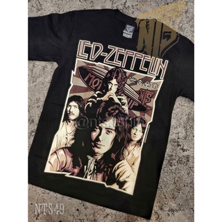 NTS​ 49 LED Zeppelin เสิ้อยืดดำ เสื้อยืดชาวร็อค เสื้อวง New Type System NTS Rock brand Sz. S M L XL XXL