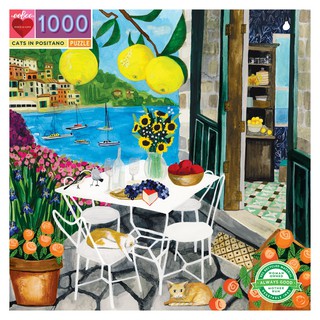 eeBoo Cats in Positano 1,000 Pc Puzzle - จิ๊กซอว์รูปแมวในหมู่บ้านโพซิตาโน่ 1,000 ชิ้น