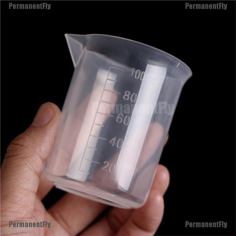 PermanentFly 2x 100mL/3.4oZ Clear Plastic Graduated Measuring Cup Jug