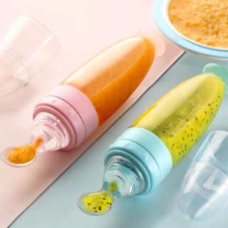 Berma Baby ช้อนป้อนอาหารลูกน้อย ช้อนบีบขวดซิลิโคนเด็ก 90ML ช้อนป้อนอาหาร วัสดุซิลิโคน กันรั่ว แบบพกพา บีบป้อนด้วยช้อน