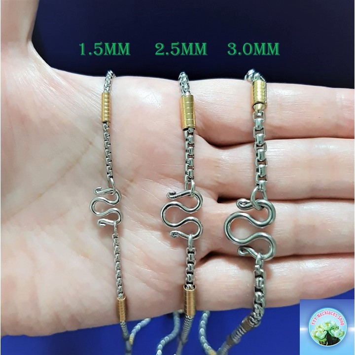 สร้อยคอสแตนเลสแท้ สินค้าไทย ลายบล็อคแป๊บ 2กษัตริย์ สร้อยพระ ผู้หญิง ผู้ชาย ไม่ลอก ไม่ดำ SL07.168