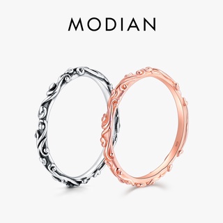 Modian แหวนเงินแท้ 100% 925 วางซ้อนกันได้ สไตล์วินเทจ คลาสสิก เครื่องประดับแฟชั่น สําหรับผู้หญิง งานแต่งงาน คริสต์มาส