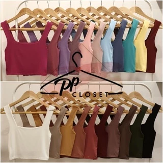 💕PP♡CLOSET💕พร้อมส่ง30สี !!เสื้อครอปกล้าม เสื้อครอปคอเหลี่ยม ผ้าหนา2ชั้นทั้งตัว ทรงเข้ารูปสวยแนบตัว
