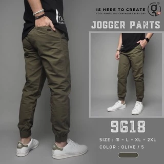 ⚡GW⚡NO.9618 กางเกงขายาว ผู้ชาย เอวยืด ขาจั้มพ์ Jogger Pants ผ้าคอตต้อน ยาว 35.5-38.5 นิ้ว ไซส์ M-4XL