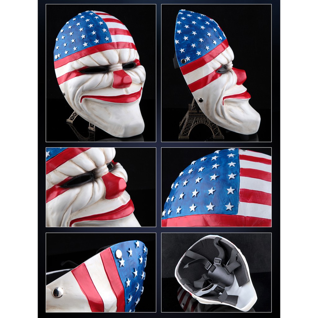 [4 รุ่น] PAYDAY CLOWN MASK - Halloween Horror Devil Century Robbber - RED-NOSE CLOWN with GREEN STAR